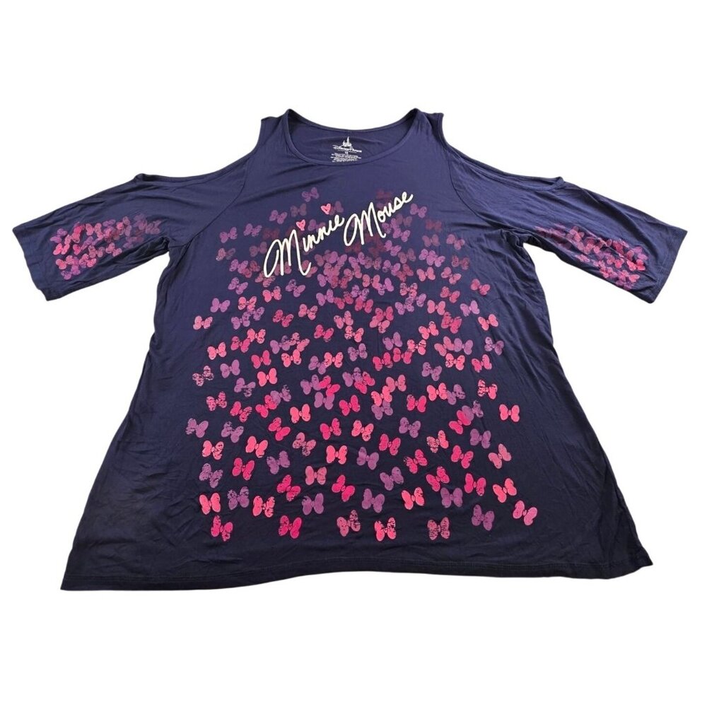 New Disney Park Women's Minnie Bow Open Shoulder Top Size 1X